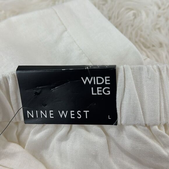 NINE WEST PANTS WIDE LEG MATERIAL LINEN AND VISCOSE NWT  SIZE L - Picture 10 of 11